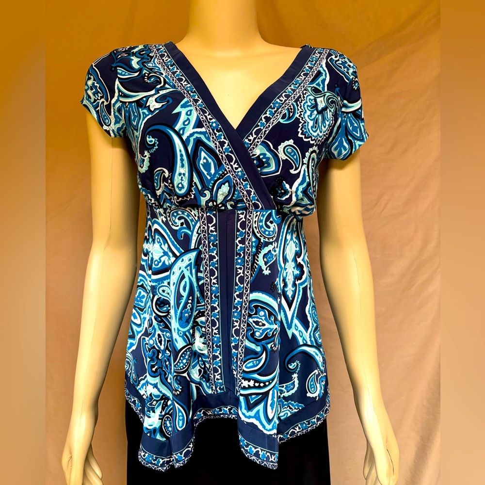 INC Jeweled Paisley Women’s V-Neck Top